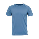 Blue athletic t-shirt on a white background