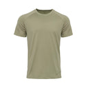 Olive green t-shirt on a white background